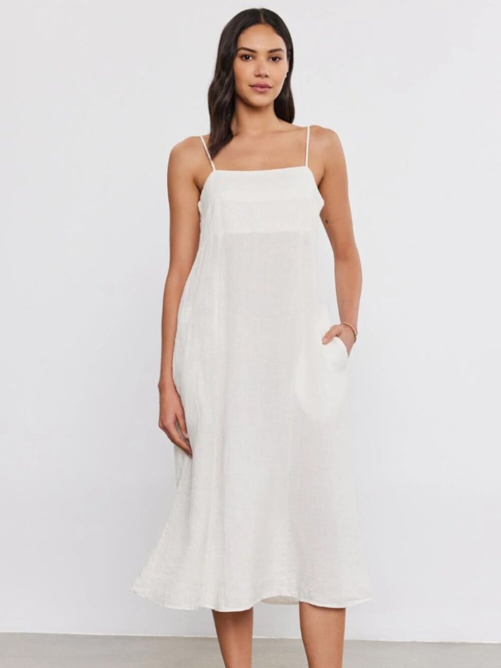 Velvet By Graham & Spencer Stephie Linen Dress Chalk- Size Small, 100% linen